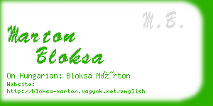 marton bloksa business card